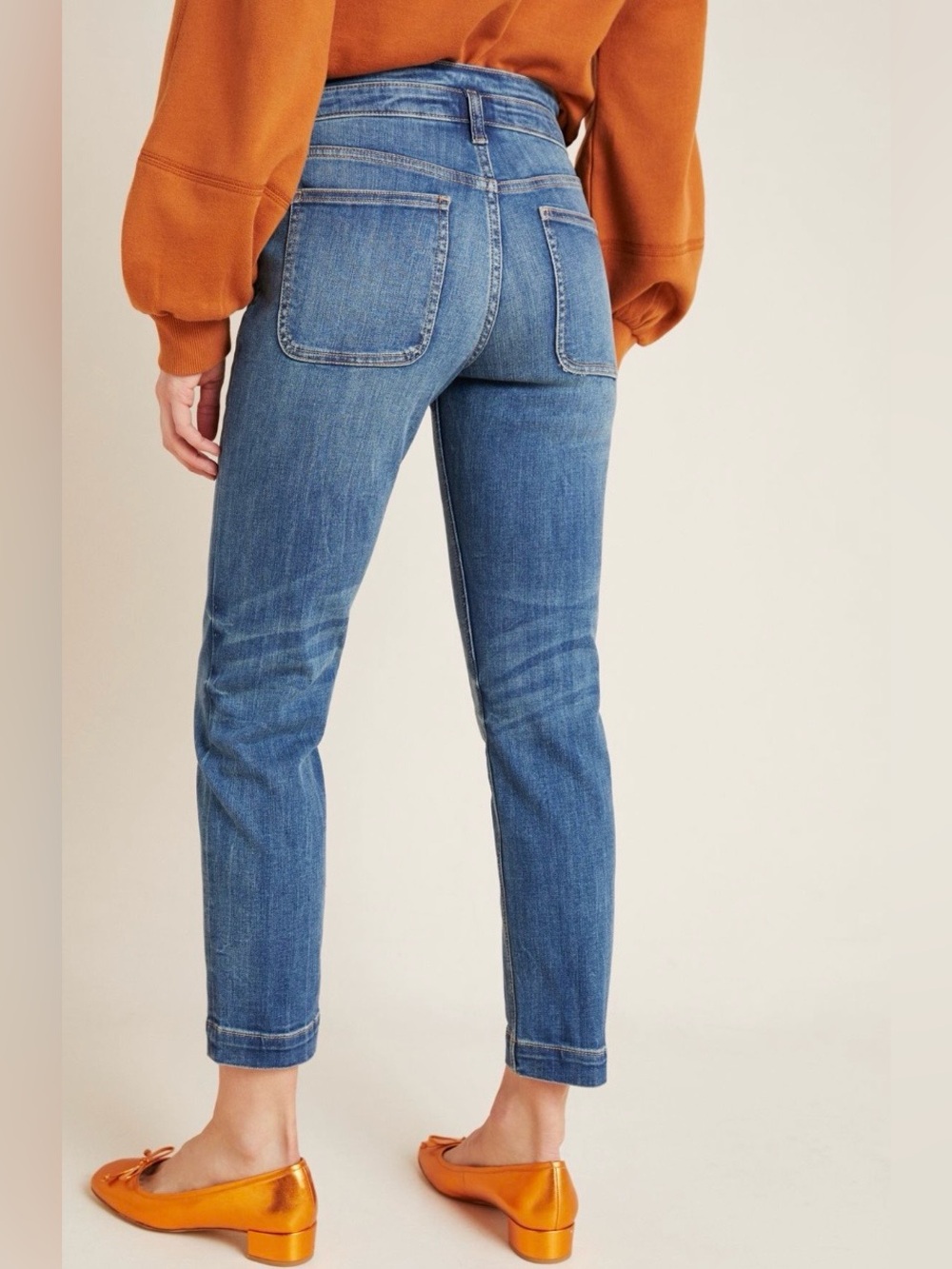 ANTHROPOLOGIE Pilcro High Rise Denim Button Fly Slim Straight Jeans Size 26 - Picture 2 of 12